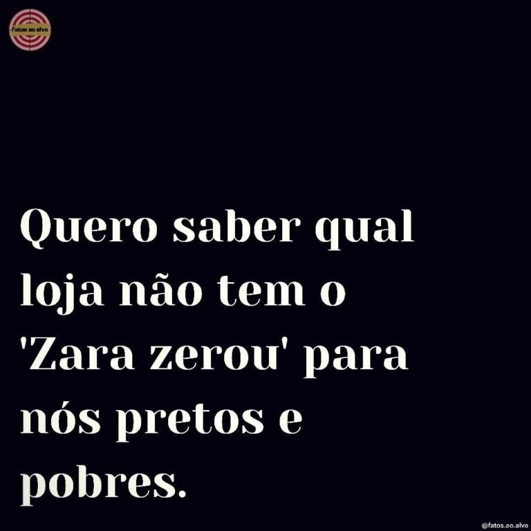 Frase sobre o código “Zara zerou” aplicada em letras brancas sobre fundo preto.